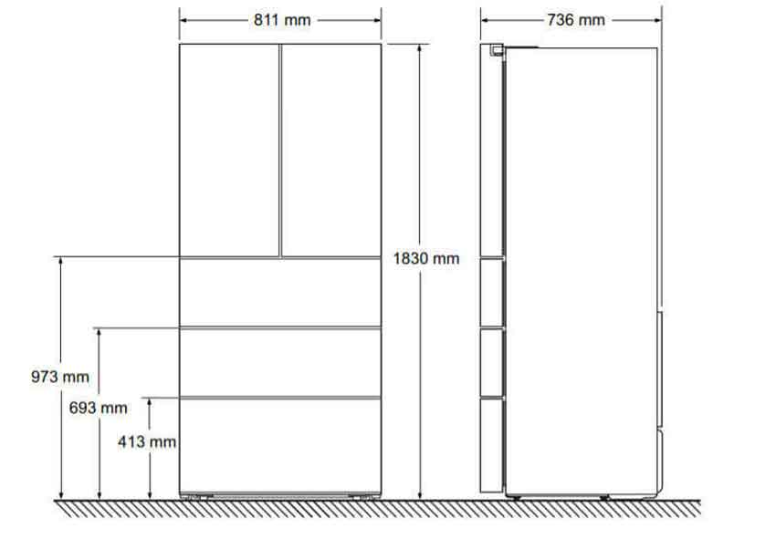 Bản vẽ kỹ thuật Tủ lạnh Bosch KFN86AA76J - kiểu Pháp đẳng cấp sang trọng