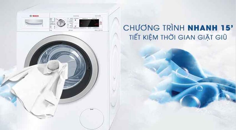 Chương trình giặt nhanh 15 phút của máy giặt Bosch WAJ20180SG