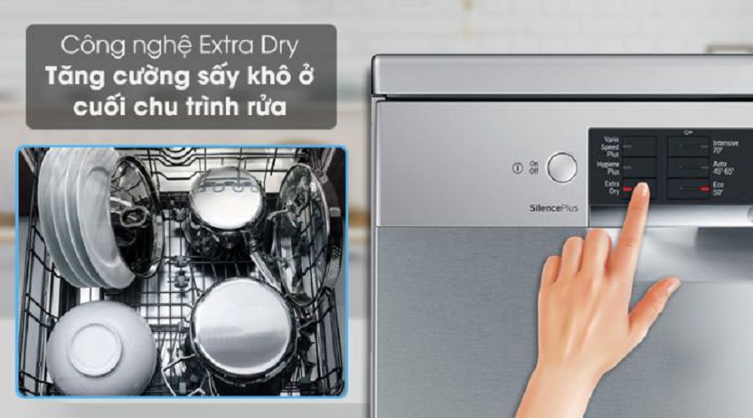 Máy rửa bát Bosch SMS2HAI12E - serie 2 nhập khẩu 7 Sấy tăng cường Extra Dry giúp bát đĩa khô hơn