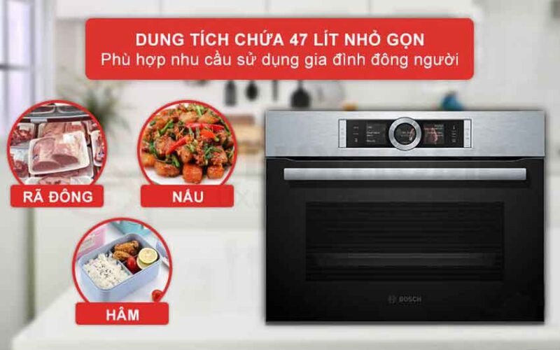 Lò nướng hấp Bosch CSG636BS3 - Series 8 8 Lò nướng hấp đối lưu Bosch dung tích 47 lít