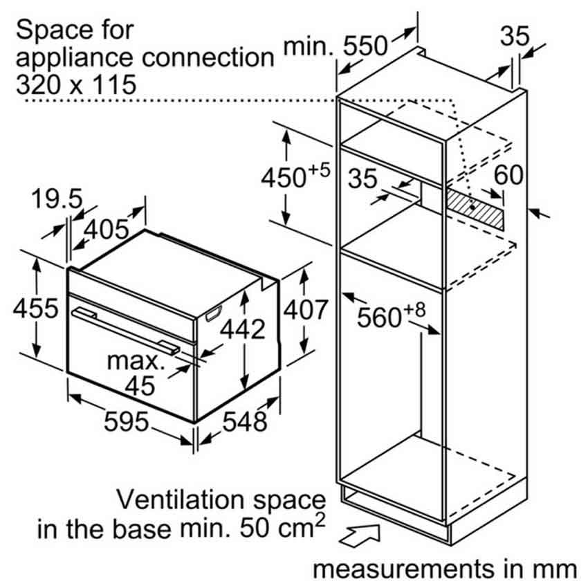 Bản vẽ kỹ thuật Lò nướng kết hợp vi sóng Bosch CMG656BS6B
