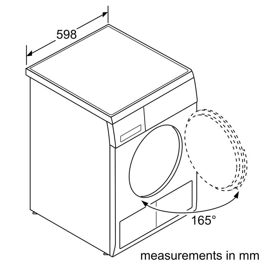 Bản vẽ kỹ thuật Máy sấy quần áo Bosch WPG24100MY - Series 6 sấy tụ hơi