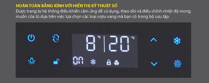 Tủ rượu vang Kadeka KS194TL/TR - Trữ lượng 194 chai 15 Bảng điều khiển cảm ứng tủ bảo quản rượu vang Kadeka