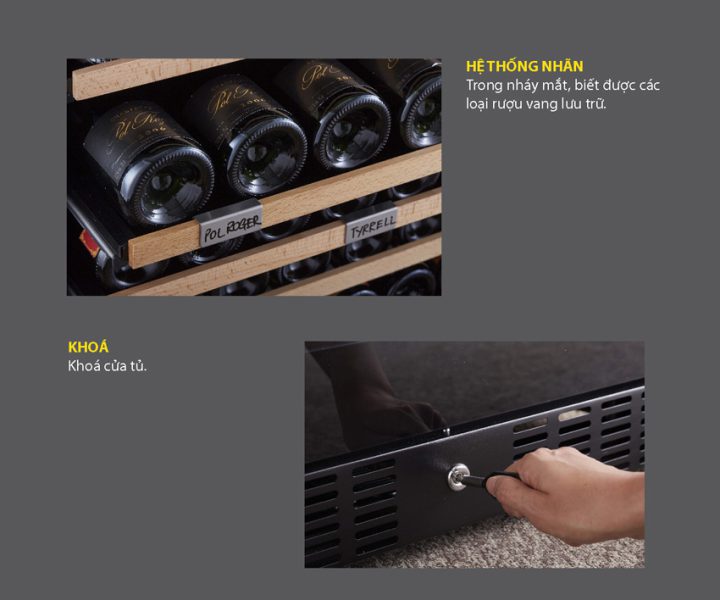 Tủ bảo quản ướp rượu vang Kadeka KS106TLTR nhập khẩu He-thong-nhan-va-khoa-tu-kadeka-ks106tltr-720x600
