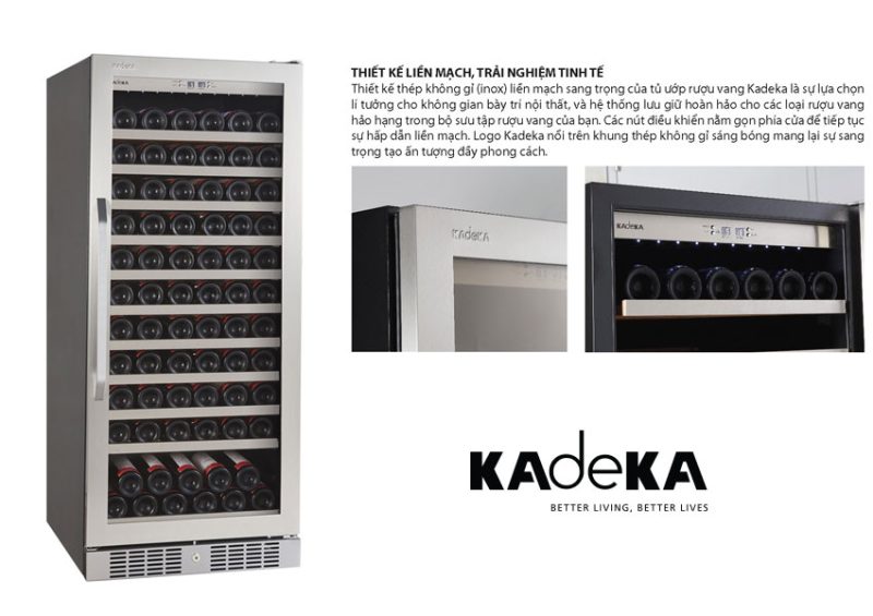 tủ ủ rượu vang kadeka ka110wr thiết kế liền mạch hiện đại
