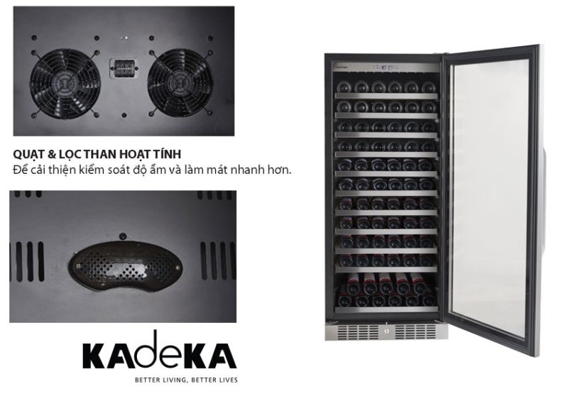 quạt và lọc than hoạt tính của tủ ướp rượu kadeka ka110wr