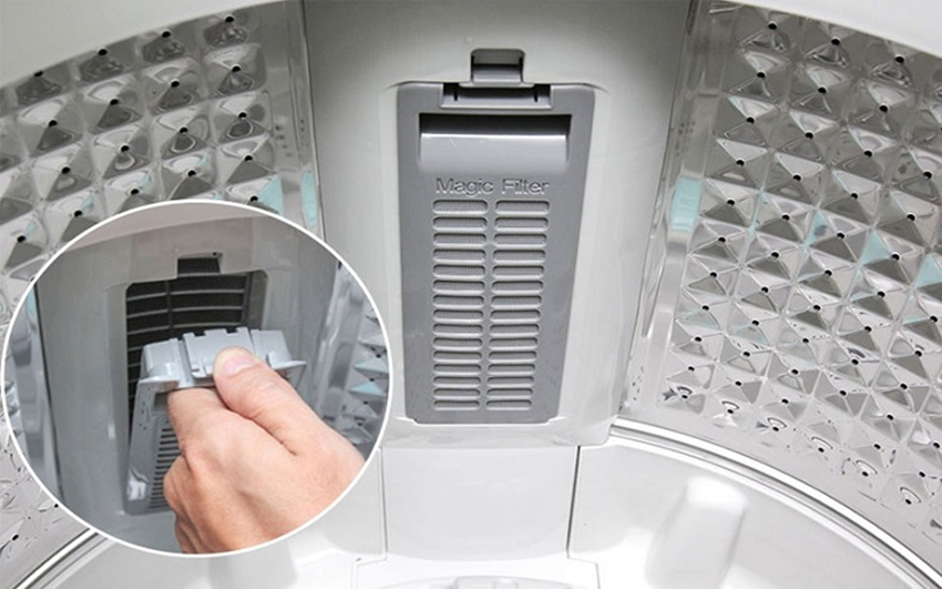 Máy giặt không xả nước nguyên nhân và cách khắc phục 13 Kiểm tra bộ lọc xơ vải