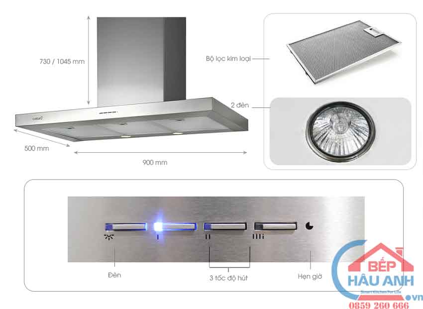 4 mẫu máy hút mùi Cata đáng mua nhất năm 2023 11 Chi tiết Máy hút mùi Cata SYGMA VL3 900