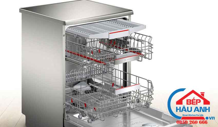 Hướng dẫn sử dụng máy rửa bát Bosch series 6 đơn giản nhất 8 Hệ thống giàn rửa có thể điều chỉnh độ cao