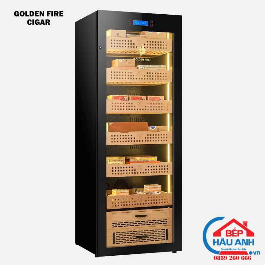 Tủ điện bảo quản xì gà golden fire gf163 giá tốt Tu-bao-quan-xi-ga-Golden-Fire-GF163-black