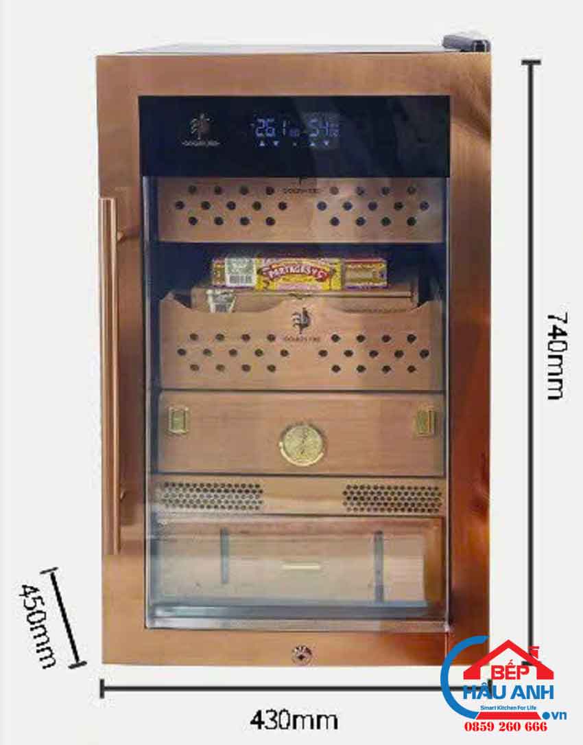 Bản vẽ kỹ thuật Tủ bảo quản xì gà Golden Fire GF224 - 300 điếu cực sang trọng