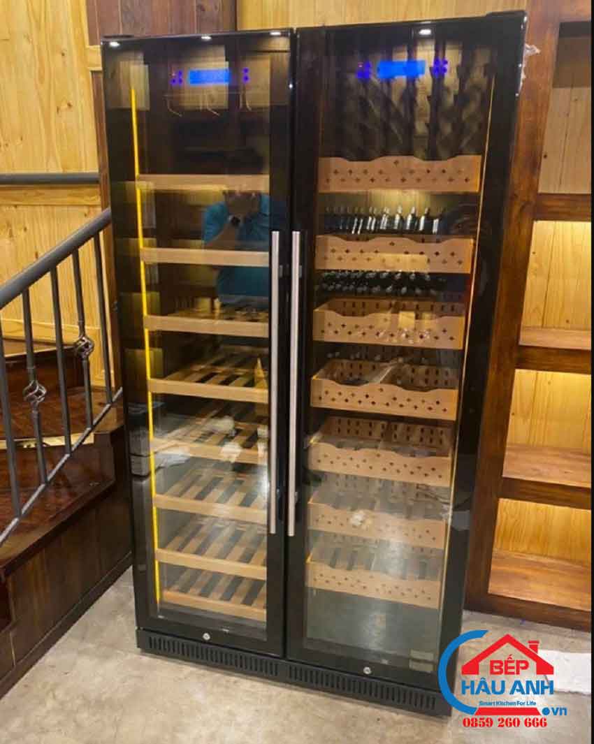 Tủ giữ ẩm xì gà, ướp lạnh rượu vang Golden GF180 hiện đại, giá ưu đãi Tu-xi-ga-va-ruou-vang-Golden-Fire-GF180